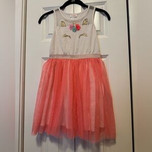 Cat & Jack Pink Tulle Dress with Gold and White Top